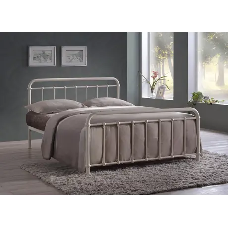 Buy Miami Ivory Metal Small Double Bed Frame: Sleek & Durable, Colour: Ivory, Size: 4ft/Small Double, Item Width: 124, 5 from Furnituretta
