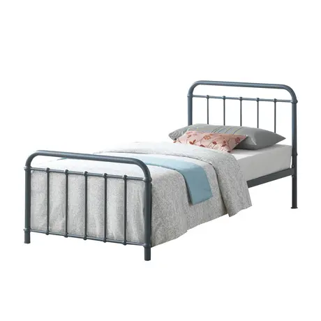 Buy Miami Grey Metal Single Bed Frame: Sleek & Durable, Colour: Grey, Size: 3ft/Single, Item Width: 94 from Furnituretta