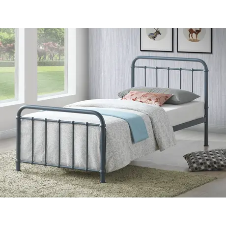 Buy Miami Grey Metal Single Bed Frame: Sleek & Durable, Colour: Grey, Size: 3ft/Single, Item Width: 94, 5 from Furnituretta