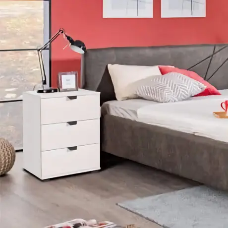 Buy Kinross Arctic White 3 Drawer Bedside Table, Colour: White, 5 from Furnituretta