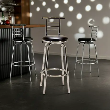 Buy Chrome Swivel Bar Stool – Narrow Back | Black & Chrome Finish (Set of 2), 4 from Furnituretta
