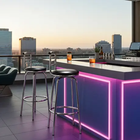 Buy Chrome Swivel Bar Stool – Narrow Back | Black & Chrome Finish (Set of 2), 2 from Furnituretta