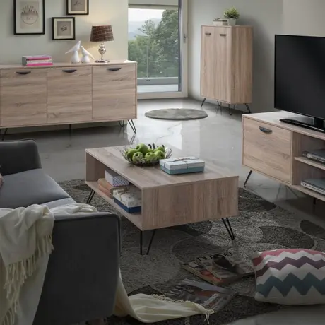 Buy Sonoma Large Bookcase – Oak Effect & Black Metal Legs | Stylish Open Storage, 5 from Furnituretta