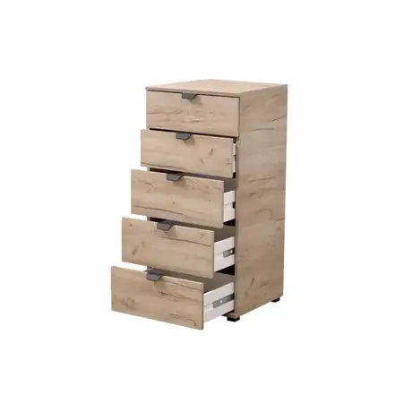Buy Modern Chest for Small Spaces: Kinross 5 Drawer, Colour: Oak, 4 from Furnituretta