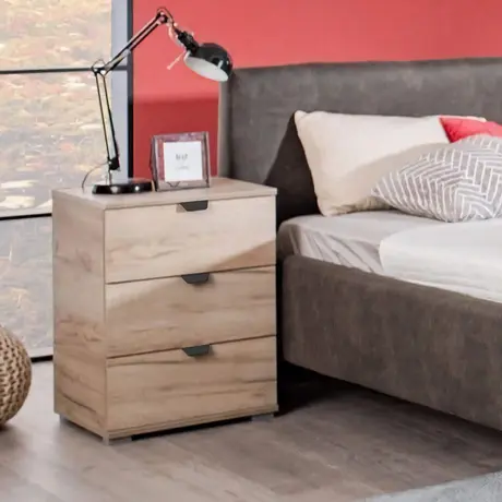 Buy Kinross Bedside Table: Sleek & Functional Design, Colour: Oak from Furnituretta