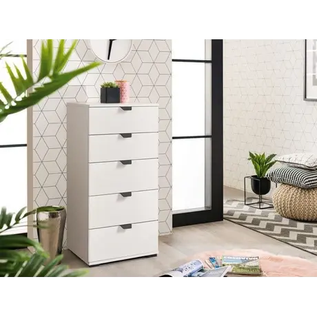 Buy Modern Chest for Small Spaces: Kinross 5 Drawer, Colour: White, 5 from Furnituretta