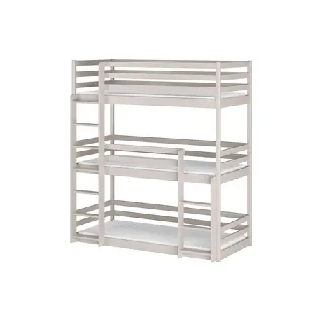 Buy Wooden Triple Bunk Bed Ted – White Matt | Solid Pine Frame with Optional Mattresses, Colour: White Matt, Mattresses: Without Mattresses, 3 from Furnituretta