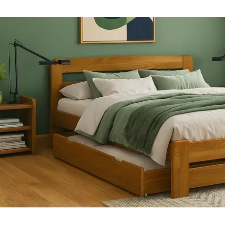 Buy Handcrafted Underbed Storage Drawer Walnut – Smooth Sliding with Hand Grooves 198cm, Colour: Walnut, Item Width: 198 - full size, 6 from Furnituretta