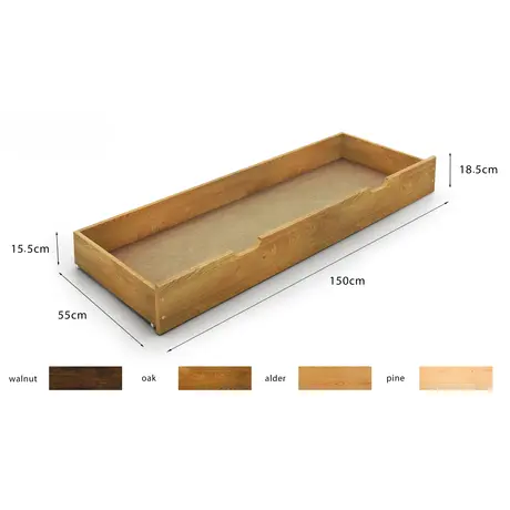 Buy Handcrafted Underbed Storage Drawer Walnut – Smooth Sliding with Hand Grooves 150cm, Colour: Walnut, Item Width: 150 - 3/4 size, 5 from Furnituretta