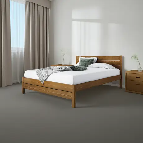 Buy Alva (F3) Handmade Wooden Bed Frame Oak – High Headboard & Rustic Style King, Colour: Oak, Bed Size: King (5ft), 8 from Furnituretta