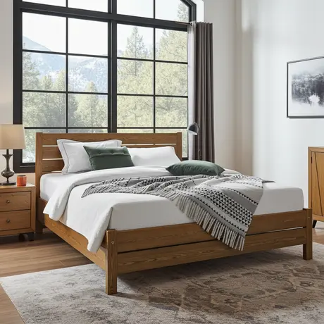 Buy Alva (F3) Handmade Wooden Bed Frame Oak – High Headboard & Rustic Style Super King, Colour: Oak, Bed Size: Super King (6ft), 5 from Furnituretta