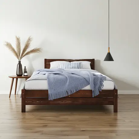 Buy Alva (F3) Handmade Wooden Bed Frame Walnut – High Headboard & Rustic Style King, Colour: Walnut, Bed Size: King (5ft) from Furnituretta