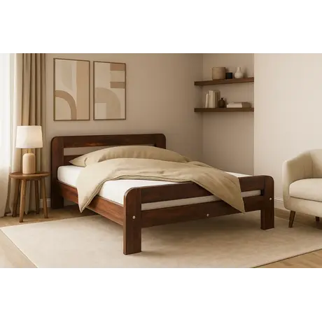 Buy Nordic Sky (F2) Handmade Wooden Bed Frame Walnut Finish – Single in Solid Pine, Colour: Walnut, Bed Size: Single (3ft), 8 from Furnituretta