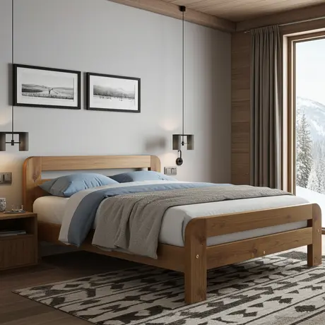 Buy Nordic Sky (F2) Handmade Wooden Bed Frame Oak Finish – Small Double in Solid Pine, Colour: Oak, Bed Size: Small Double (4ft), 5 from Furnituretta