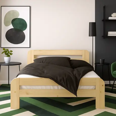 Buy Nordic Sky (F2) Handmade Wooden Bed Frame – Small Double in Solid Pine, Colour: Pine, Bed Size: Small Double (4ft) from Furnituretta