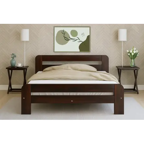Buy Nordic Sky (F2) Handmade Wooden Bed Frame Walnut Finish – Small Double in Solid Pine, Colour: Walnut, Bed Size: Small Double (4ft), 11 from Furnituretta