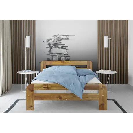 Buy Nordic Sky (F2) Handmade Wooden Bed Frame Oak Finish – Double in Solid Pine, Colour: Oak, Bed Size: Double (4ft6), 10 from Furnituretta