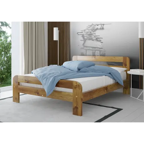 Buy Nordic Sky (F2) Handmade Wooden Bed Frame Oak Finish – Small Double in Solid Pine, Colour: Oak, Bed Size: Small Double (4ft), 11 from Furnituretta