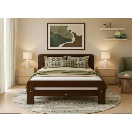 Buy Nordic Sky (F2) Handmade Wooden Bed Frame Walnut Finish – Double in Solid Pine, Colour: Walnut, Bed Size: Double (4ft6), 9 from Furnituretta