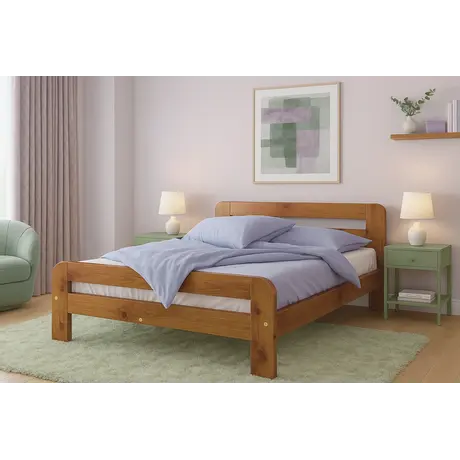 Buy Nordic Sky (F2) Handmade Wooden Bed Frame Oak Finish – Small Double in Solid Pine, Colour: Oak, Bed Size: Small Double (4ft), 12 from Furnituretta