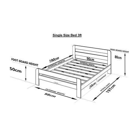 Buy Nordic Sky (F2) Handmade Wooden Bed Frame Oak Finish – Single in Solid Pine, Colour: Oak, Bed Size: Single (3ft), 12 from Furnituretta