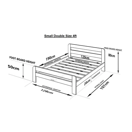 Buy Nordic Sky (F2) Handmade Wooden Bed Frame Walnut Finish – Small Double in Solid Pine, Colour: Walnut, Bed Size: Small Double (4ft), 6 from Furnituretta