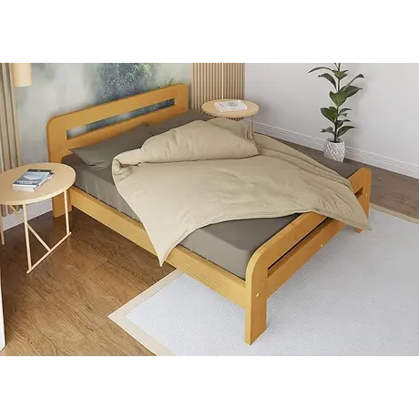 Buy Nordic Sky (F2) Handmade Wooden Bed Frame Alder Finish – King in Solid Pine, Colour: Alder, Bed Size: King (5ft), 9 from Furnituretta