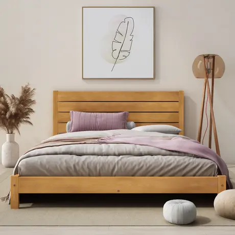 Buy Shibui (F15) Handmade Wooden Bed Frame Alder Finish– Minimalist Japanese Elegance Double, Colour: Alder, Bed Size: Double (4ft6) from Furnituretta