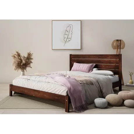 Buy Shibui (F15) Handmade Wooden Bed Frame Walnut Finish– Minimalist Japanese Elegance King, Colour: Walnut, Bed Size: King (5ft), 8 from Furnituretta