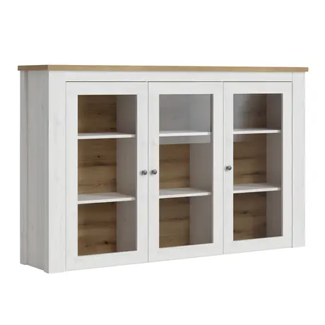 Buy Celesto 2-Door 2-Drawer Sideboard & 3-Door Display Top Unit with LED Lights – White & Oak, 4 from Furnituretta
