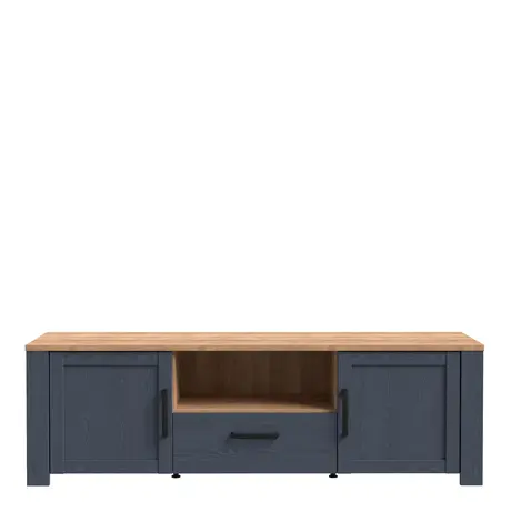 Buy Bohol TV Unit – Riviera Oak & Navy | LED-Lit Modern TV Stand with Storage from Furnituretta