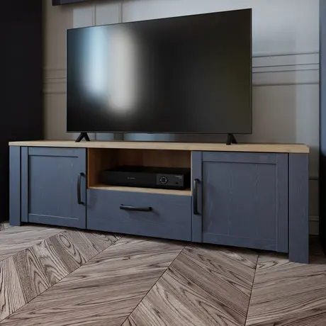 Buy Bohol TV Unit – Riviera Oak & Navy | LED-Lit Modern TV Stand with Storage, 5 from Furnituretta