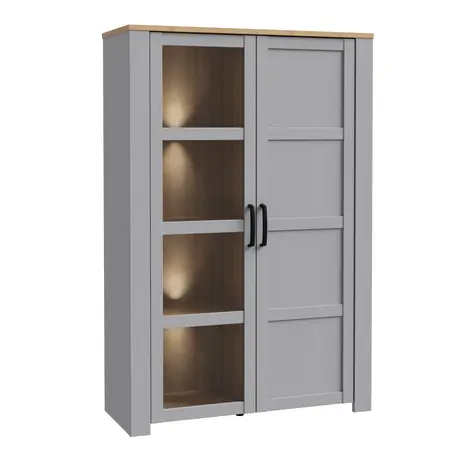 Buy Bohol Display Cabinet – Riviera Oak & Grey Oak | Elegant LED-Lit Living Room Storage, 4 from Furnituretta