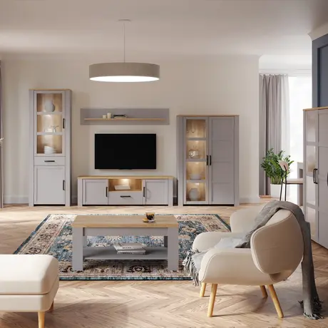 Buy Bohol Display Cabinet – Riviera Oak & Grey Oak | Elegant LED-Lit Living Room Storage, 6 from Furnituretta