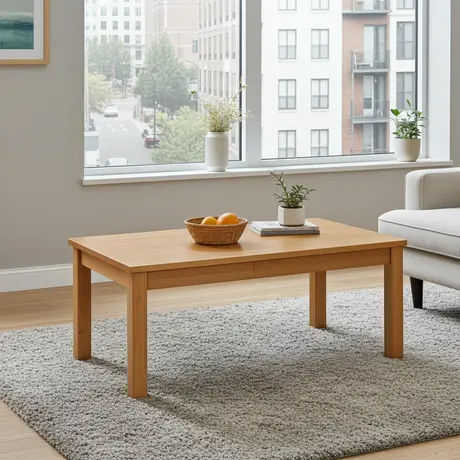 Buy New York Coffee Table – Natural Oak | Solid Rubberwood Living Room Table, 4 from Furnituretta