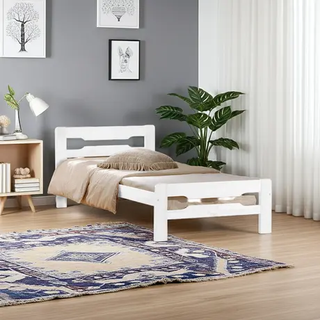 Buy Amelia Solid Wood Single Bed – White | Durable Rubberwood Frame for Kids & Teens, Colour: White, Size: Single, 5 from Furnituretta