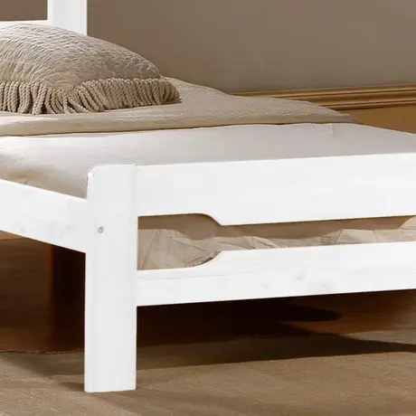 Buy Amelia Solid Wood Single Bed – White | Durable Rubberwood Frame for Kids & Teens, Colour: White, Size: Single, 4 from Furnituretta
