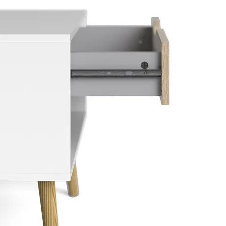 Buy Oslo Bedside 1 Drawer in White and Oak: Retro Modern, 10 from Furnituretta