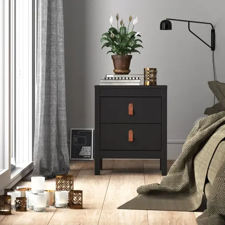 Buy Barcelona Bedside Table 2 Drawers in Matt Black, 9 from Furnituretta