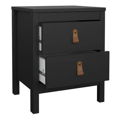Buy Barcelona Bedside Table 2 Drawers in Matt Black, 5 from Furnituretta