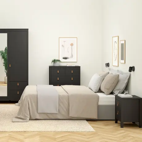 Buy Barcelona Bedside Table 2 Drawers in Matt Black, 6 from Furnituretta