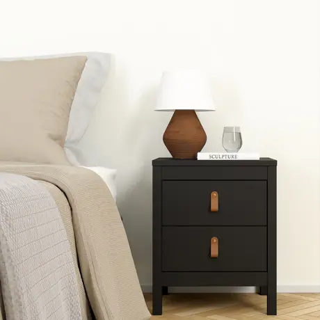 Buy Barcelona Bedside Table 2 Drawers in Matt Black, 8 from Furnituretta