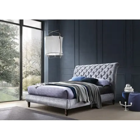 Buy Venice Crushed Velvet Bed: Luxurious & Stylish, Colour: Grey, Size: 5ft/King , Item Width: 170, 4 from Furnituretta
