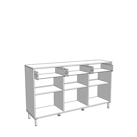 Buy Mere Artisan Oak Effect Slatted & Black 3 Door Sideboard | Stylish Modern Storage Unit, 8 from Furnituretta