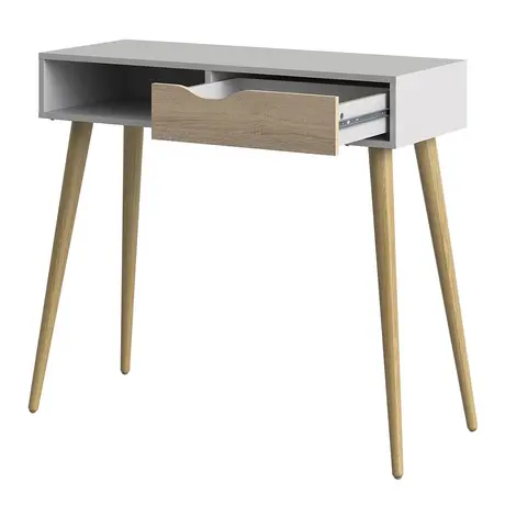 Buy Oslo Console Table 1 Drawer 1 Shelf in White and Oak, 4 from Furnituretta
