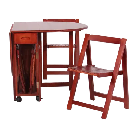 Buy Butterfly Dining Set with 4 Chairs – Mahogany | Space-Saving Drop Leaf Dining Table, Colour: Mahogany, 4 from Furnituretta