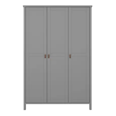 Buy Tromso 3 Doors Wardrobe Folkestone Grey with Leather Handles, 2 from Furnituretta