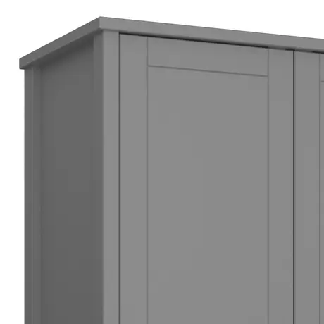Buy Tromso 3 Doors Wardrobe Folkestone Grey with Leather Handles, 5 from Furnituretta