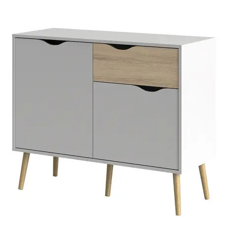 Buy Oslo Sideboard Small 1 Drawer 2 Doors in White and Oak, 3 from Furnituretta