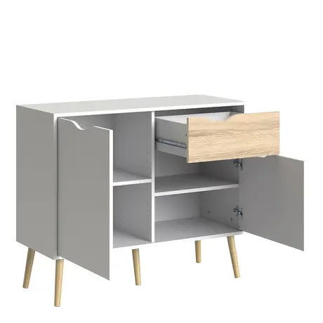 Buy Oslo Sideboard Small 1 Drawer 2 Doors in White and Oak, 4 from Furnituretta